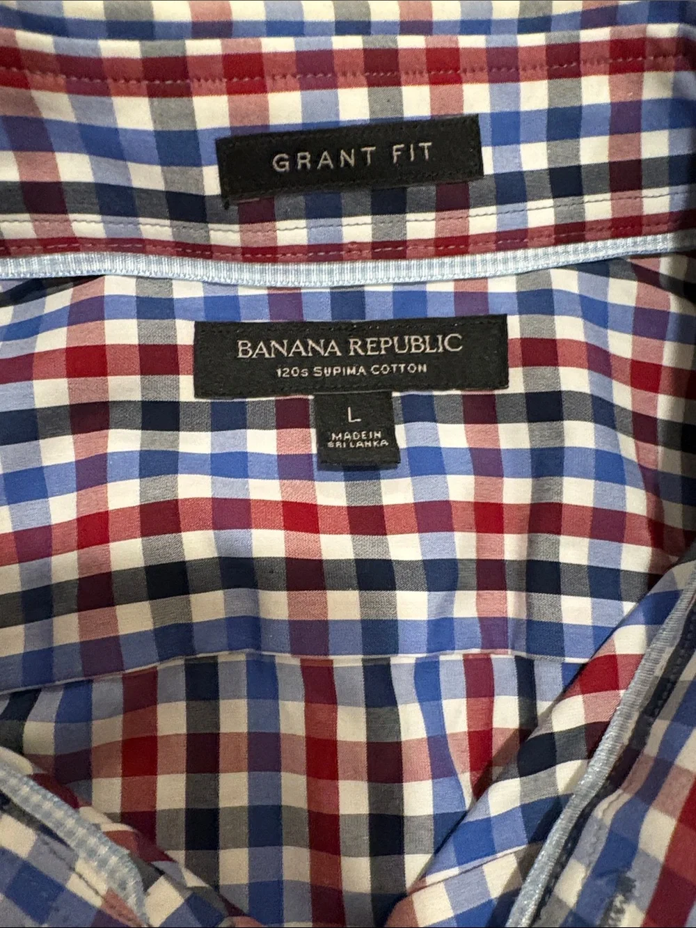 Banana Republic Red, Blue & White Checked Button-Down Shirt